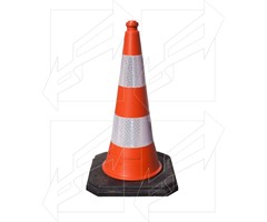 PLACTIC CONE 75cm WITH HEAVY BASE - 2 REFLECTIVE TAPES